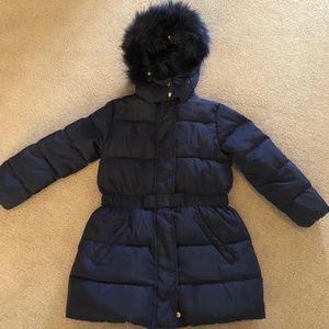Jacadi Girls Down Long Navy Winter Jacket- size 5